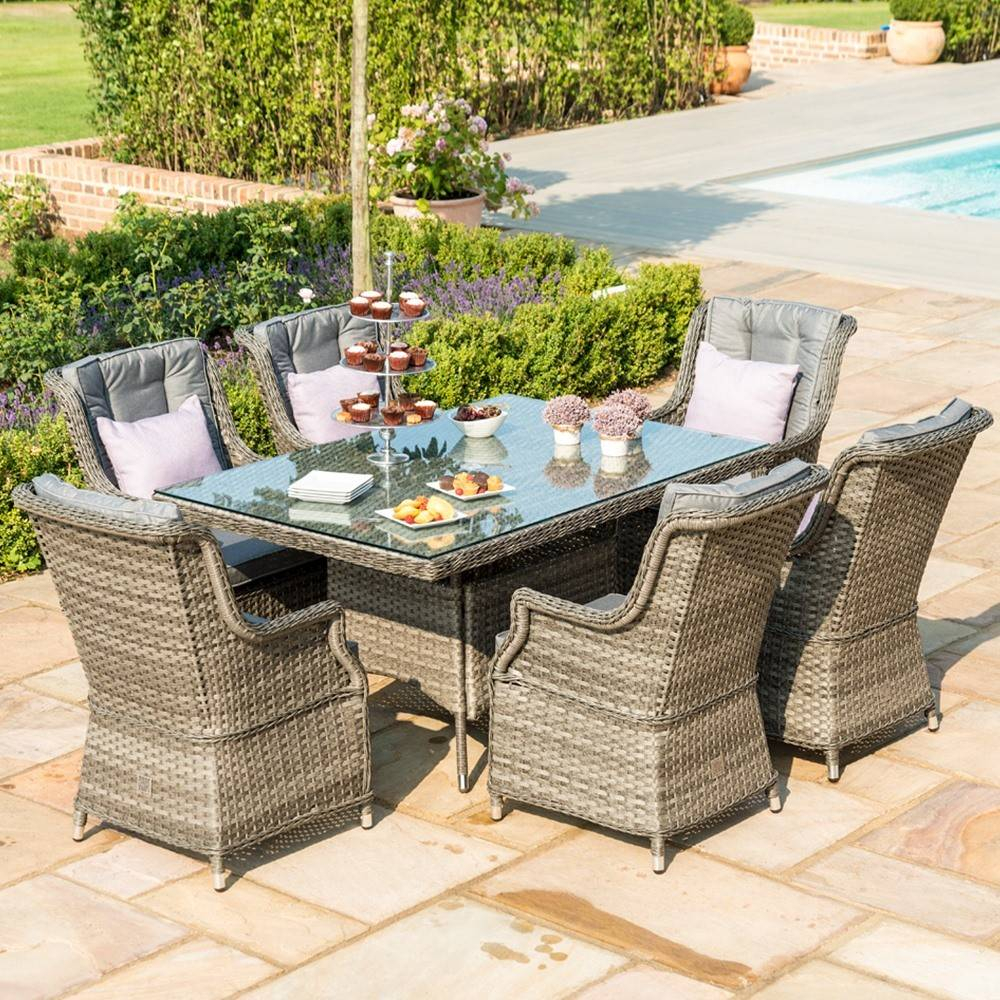 Victoria 6 Seater Rectangular Dining Set Outdoor Rattan Weave throughout proportions 1000 X 1000