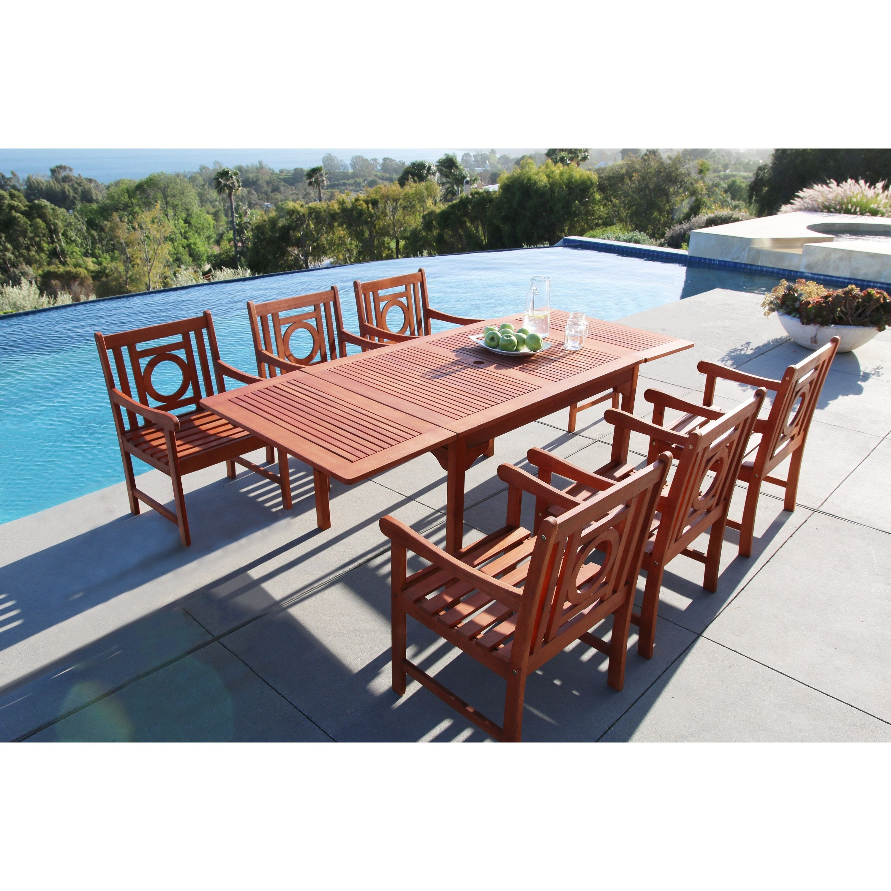 Vifah Malibu Eco Friendly 7 Piece Outdoor Hard Dining Set pertaining to proportions 3000 X 3000