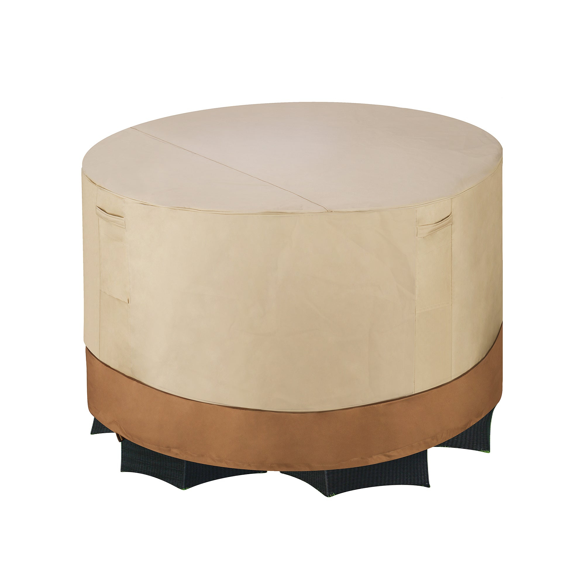Villacera High Quality Patio Table And Chair Cover Round Beige And Brown 72 Inch inside proportions 2000 X 2000