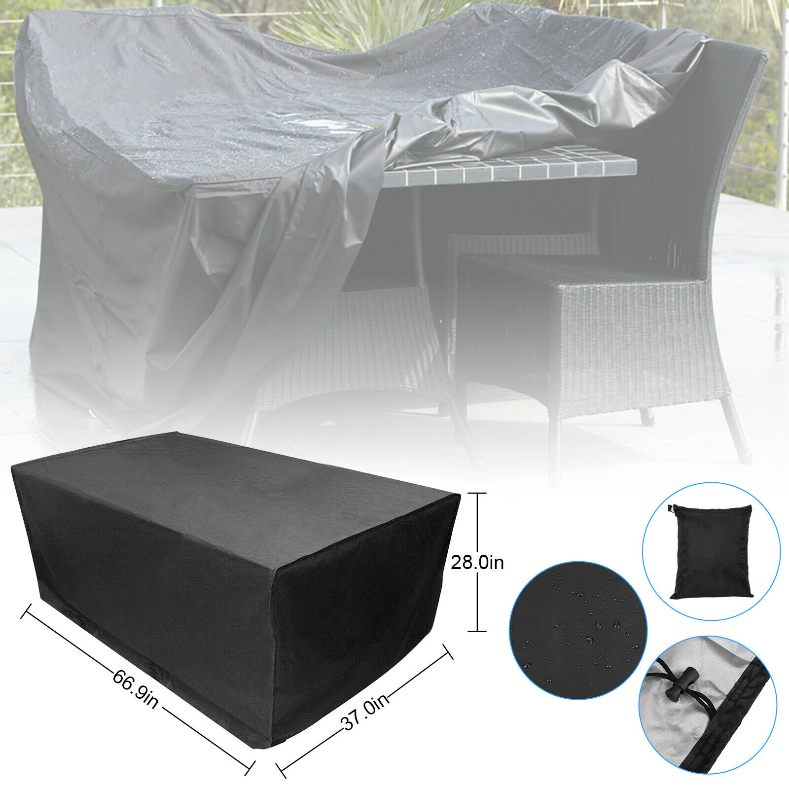 Waterproof Garden Patio Furniture Covers Rectangle Outdoor Table Rain Cover New throughout dimensions 1600 X 1600