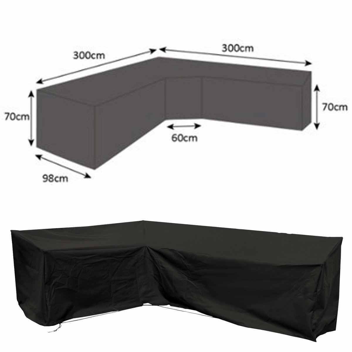 Waterproof L Shape Corner Outdoor Sofa Cover 3mx3m Rattan Patio Garden Furniture Protective Cover All Purpose Dust Covers inside dimensions 1200 X 1200