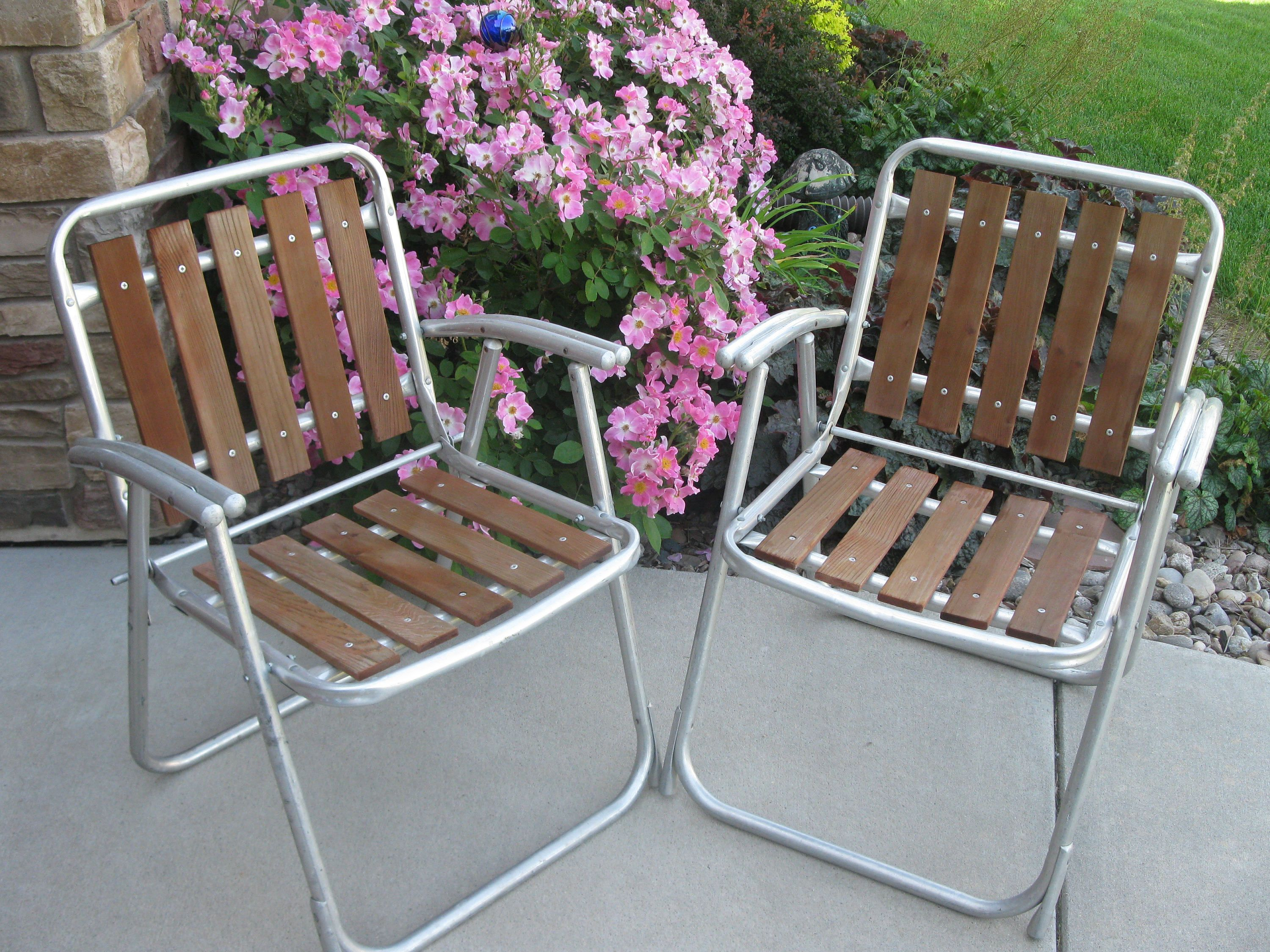 Wood Lawn Chairs Aluminum Folding Chair Set Of 2 1960s in sizing 3000 X 2250