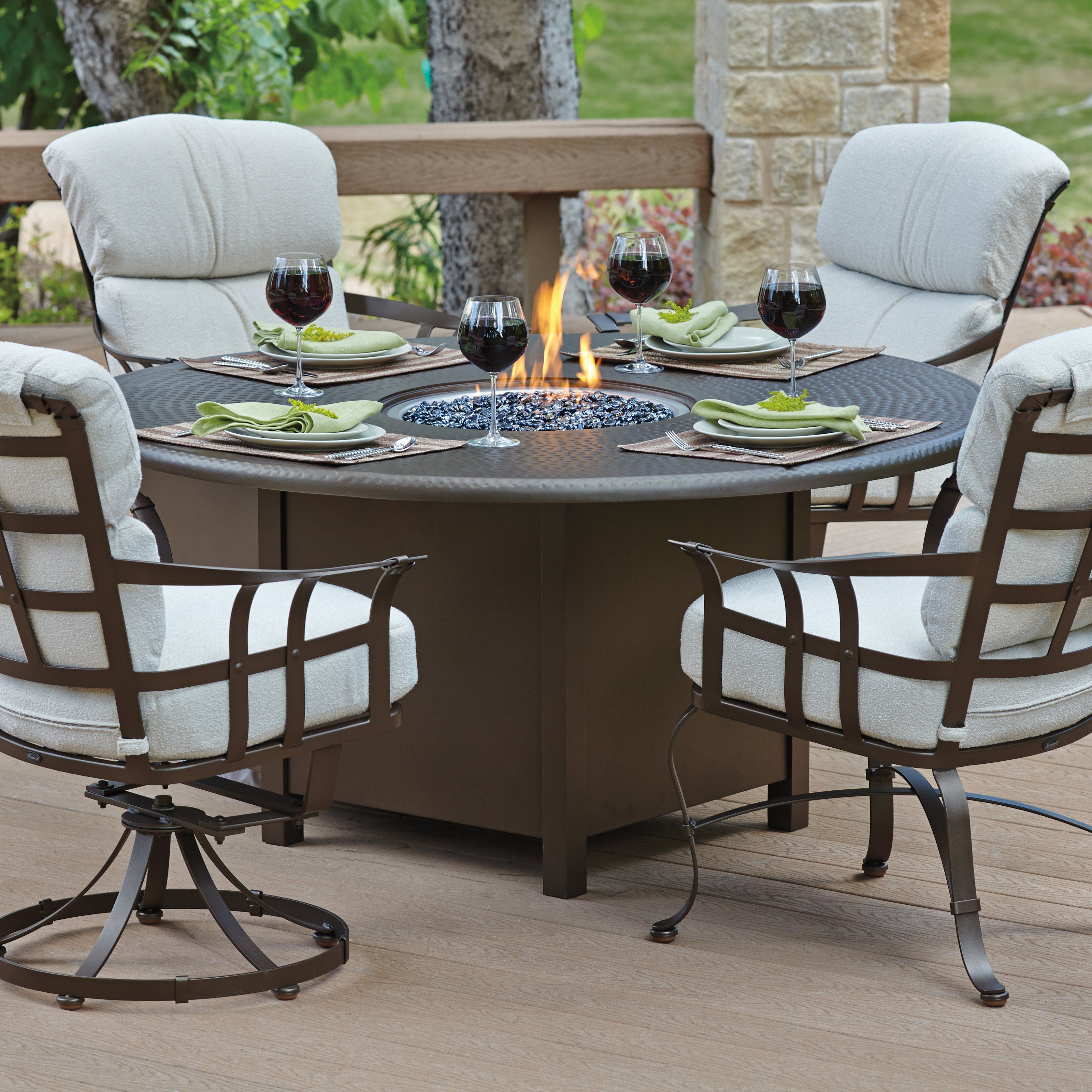 Woodard Hammered 48 In Round Fire Pit Table The in dimensions 3200 X 3200