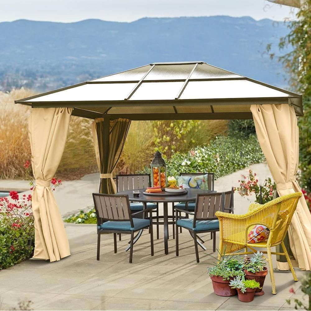 Xtremepowerus 96162 10 X 12 Hard Roof Patio Gazebo within sizing 1000 X 1000