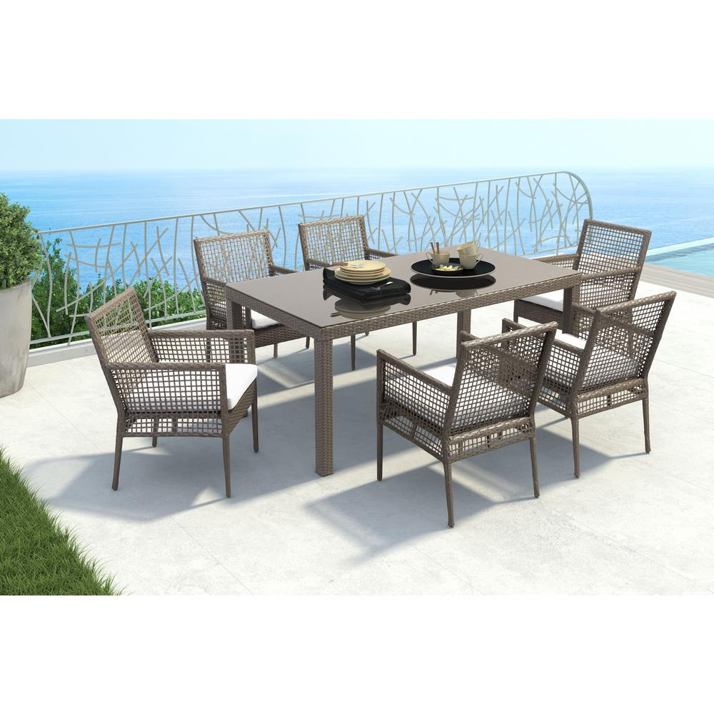 Zuo Coronado Cocoa Wicker Outdoor Patio Dining Chair With Light Gray Cushion Set Of 2 in size 1000 X 1000